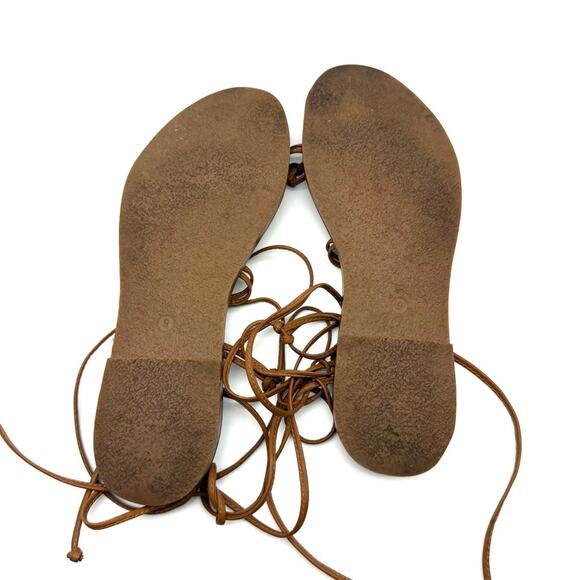 Madewell The Boardwalk Lace-Up Sandal English Saddle Brown Leather 9 L0963 - Picture 7 of 7